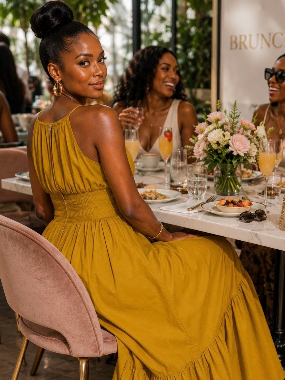 🌹✅a new day Mustard Yellow Halter Midi Dress